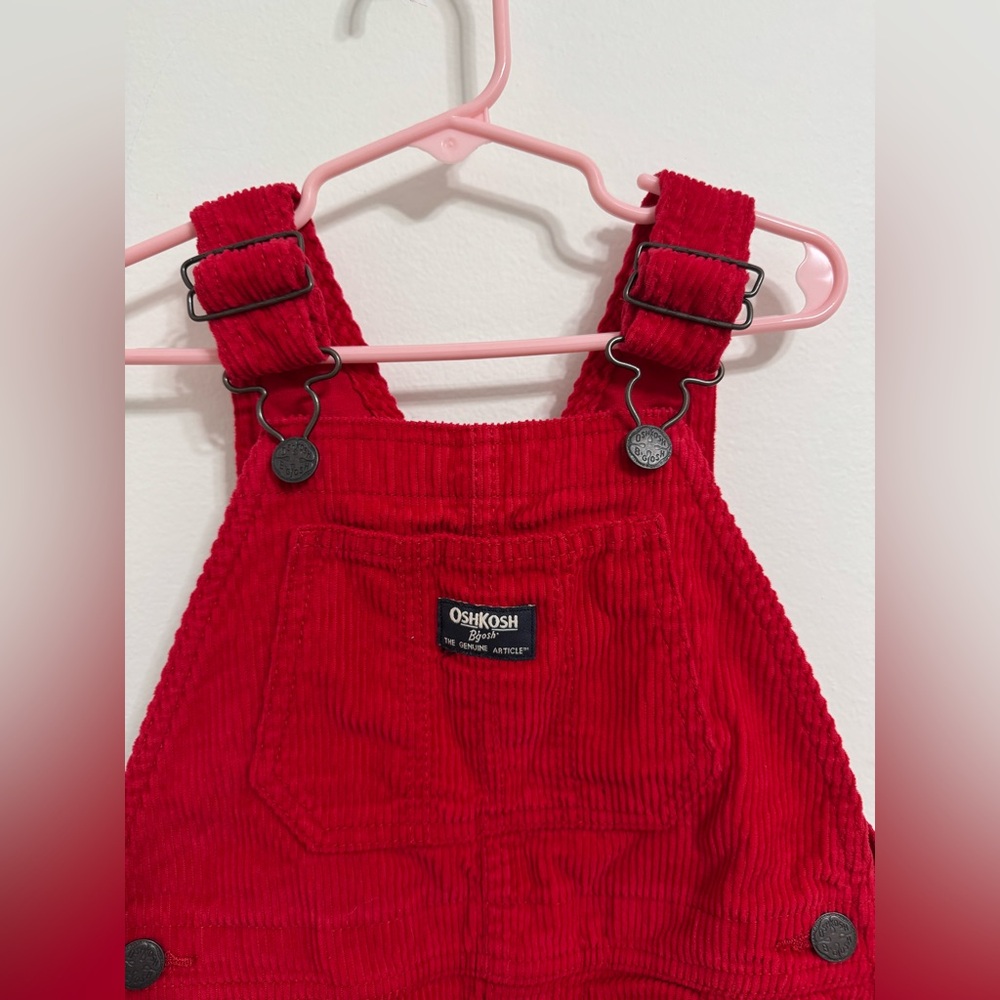 OshKosh B’gosh Red Corduroy Vestbak Overalls 5T NWT Classic Unisex Holiday - Picture 5 of 8